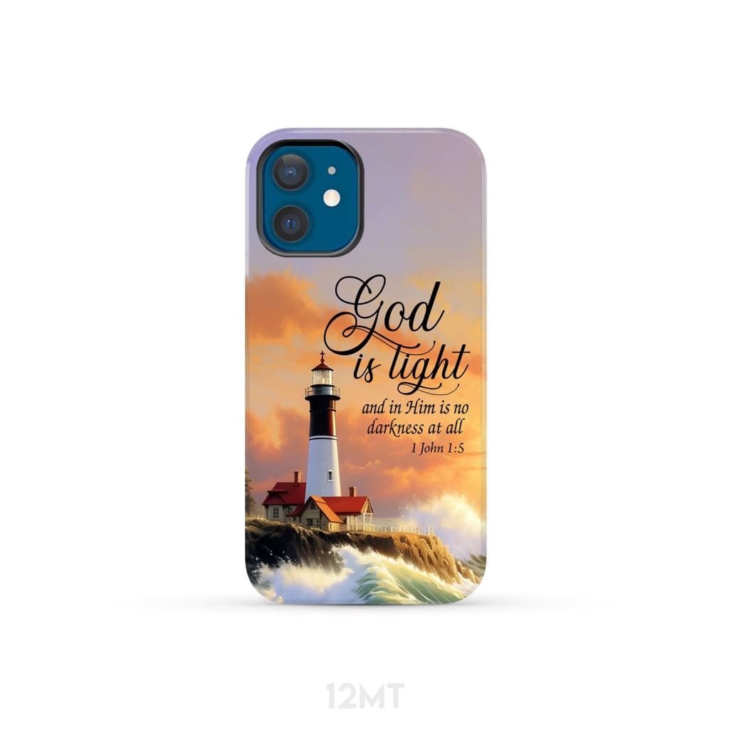 1 John 1:5 God is Light Lighthouse Christian Phone Case iPhone 12 Mini / Tough