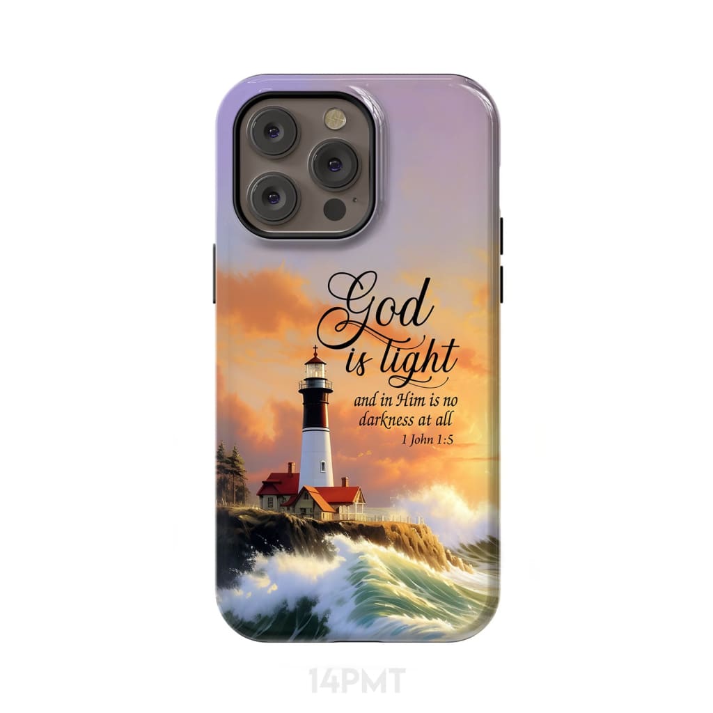 1 John 1:5 God is Light Lighthouse Christian Phone Case iPhone 14 Pro Max / Tough