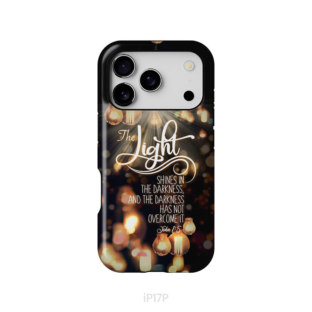 The Light Shines In The Darkness John 1:5 Bible Verse Phone Case, Christian Gifts