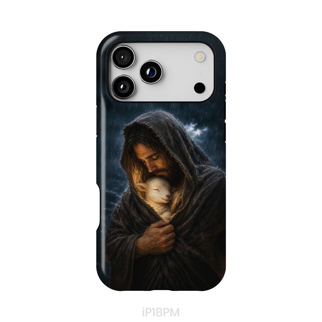 The Good Shepherd Shelters His Lamb In The Rain – Luke 15 – Christian Phone Case