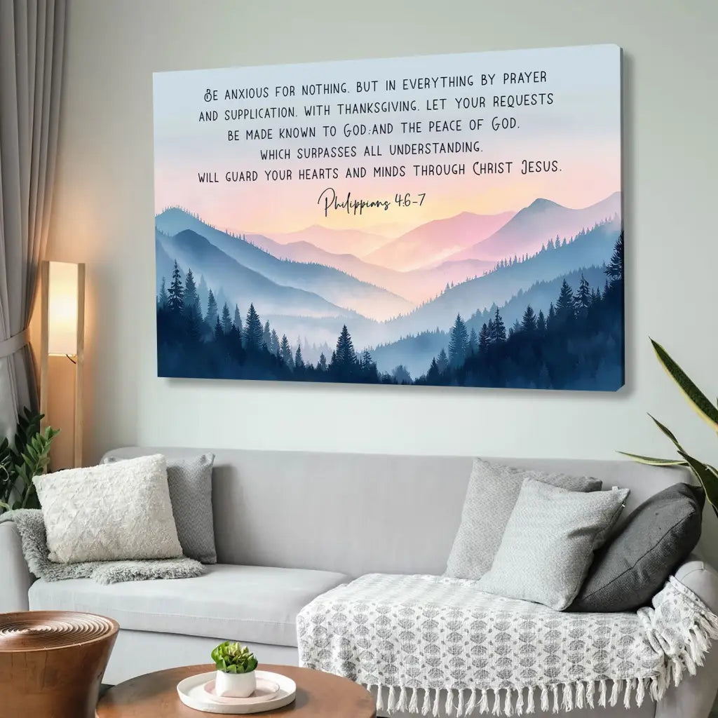 Be Anxious for Nothing Philippians 4:6-7 Wall Art Canvas