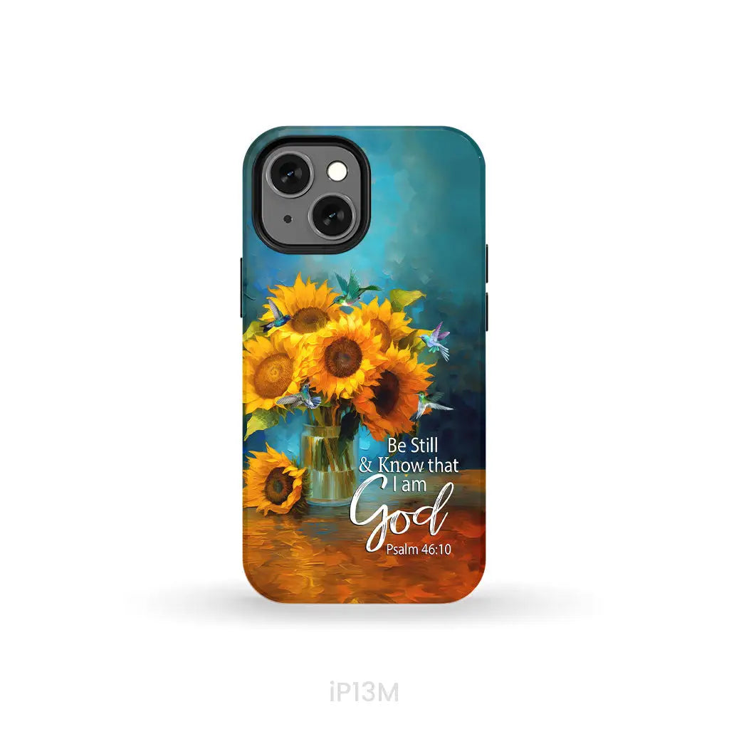 Be Still and Know That I Am God Hummingbirds Vase of Sunflowers Phone Case iPhone 13 Mini / Tough Case