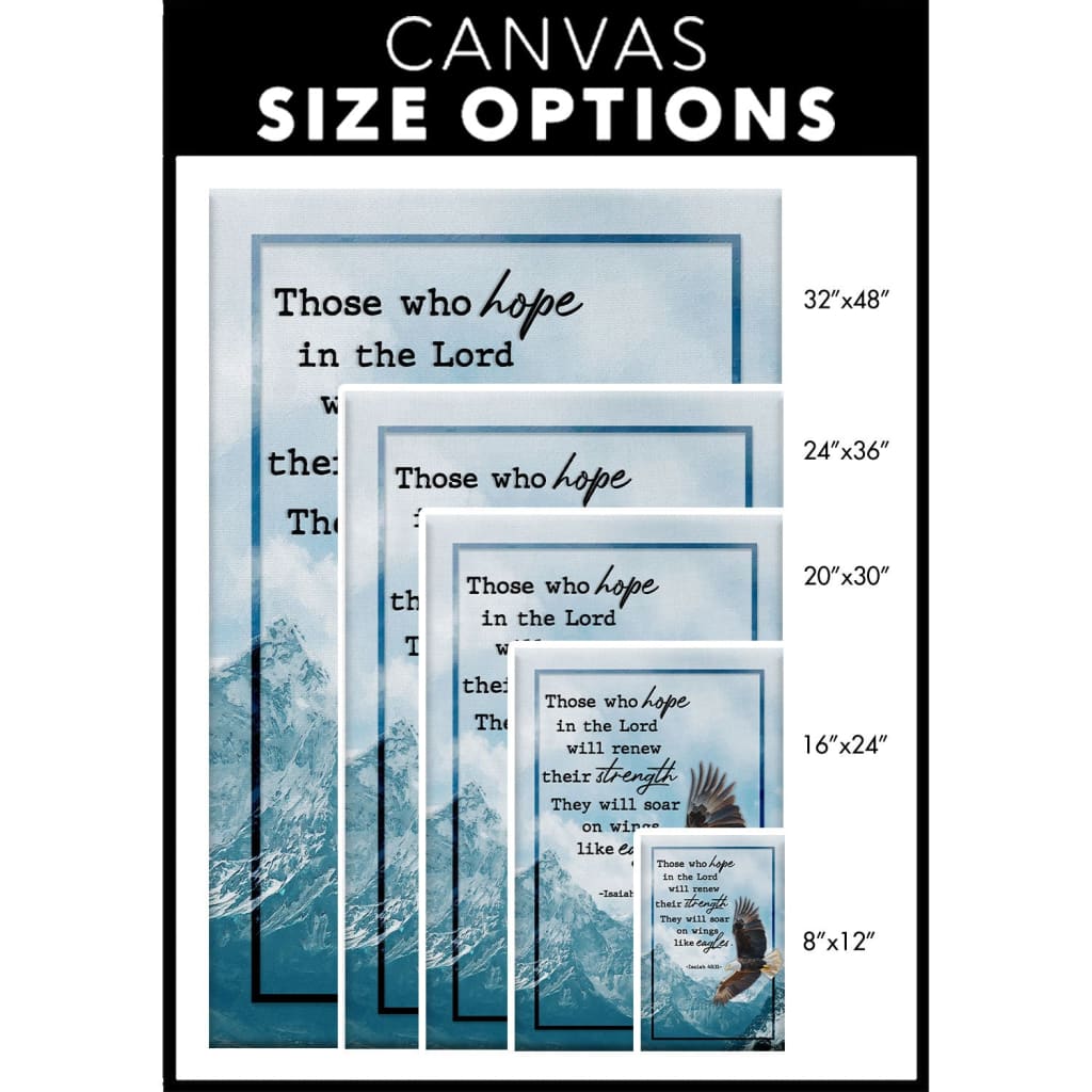 Bible verse wall art displaying Isaiah 40:31, "Those Who Hope in the Lord," and an eagle soaring, great religious decor for Christian homes.