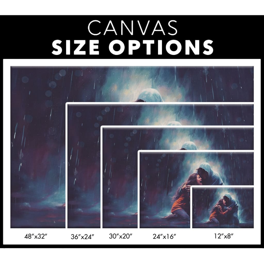 Jesus Holds A Woman In The Storm Wall Art Canvas Size Options