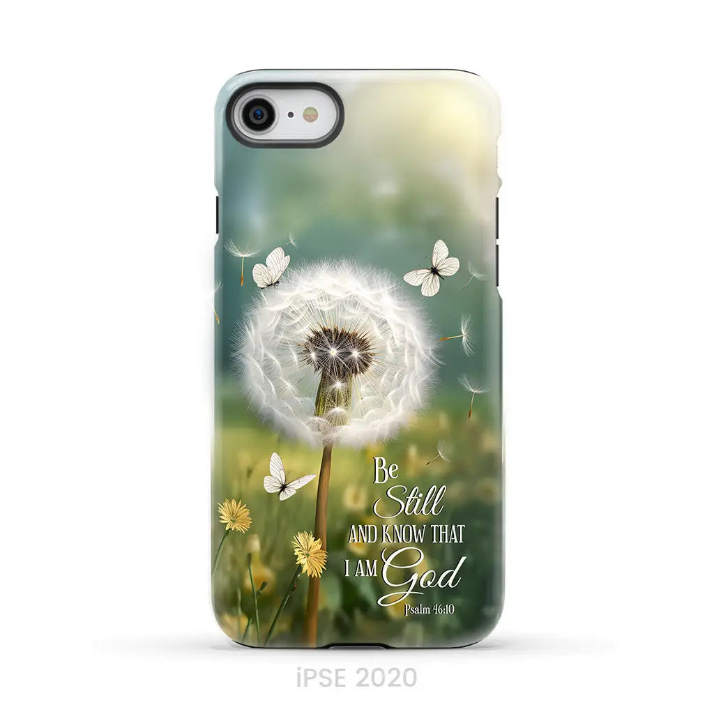 Christian Phone Cases: Be Still And Know Psalm 46:10 Dandelion Butterfly Phone Case iPhone SE 2020 / Tough Case