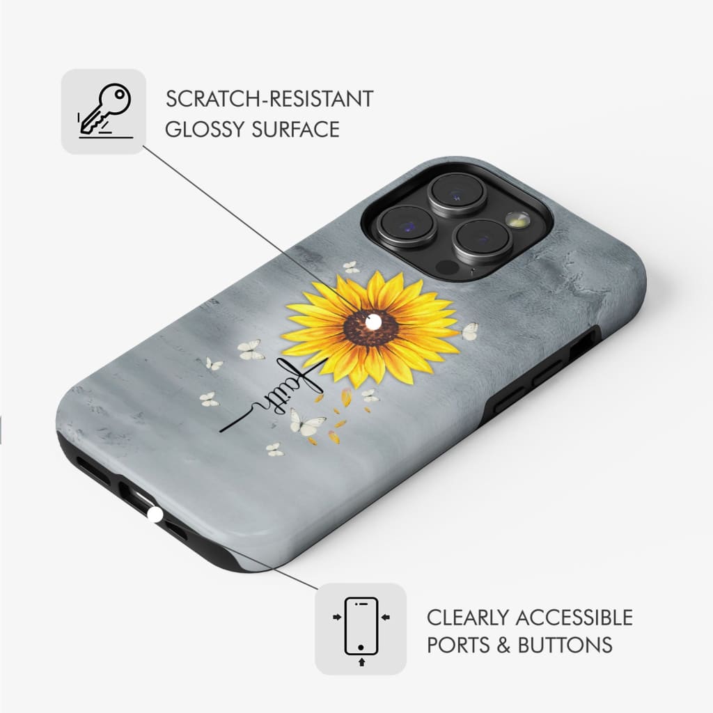 Faith Cross Butterflies Sunflower Christian Phone Case