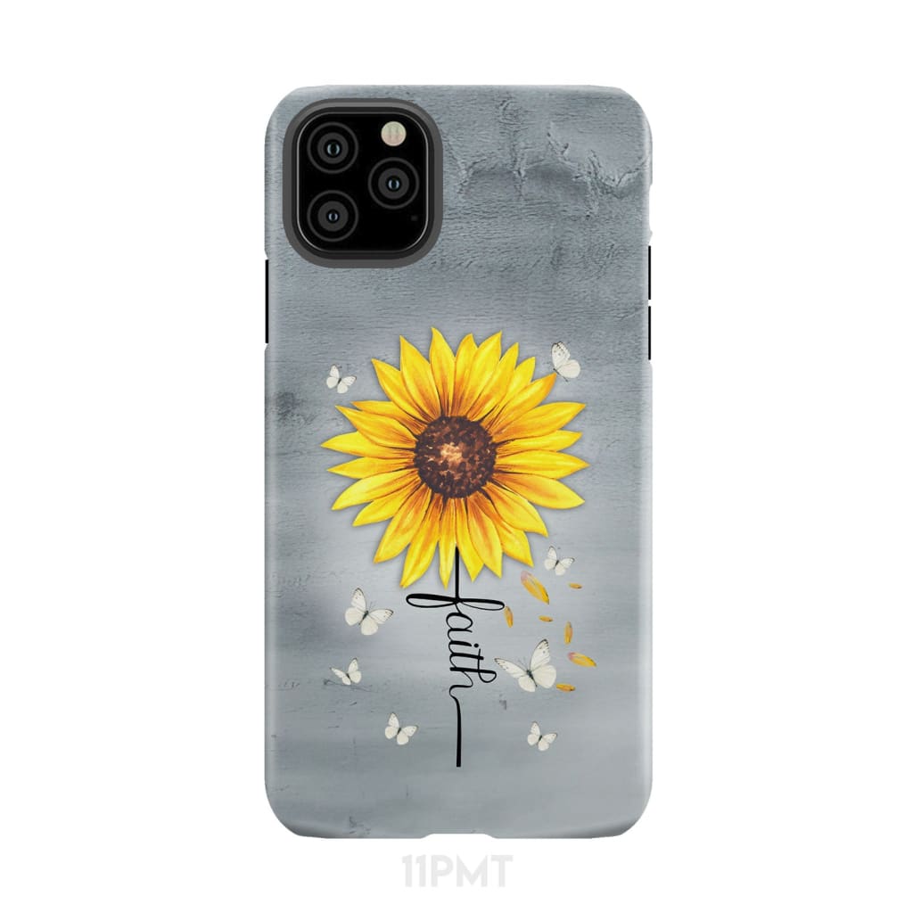 Faith Cross Butterflies Sunflower Christian Phone Case iPhone 11 Pro Max / Tough