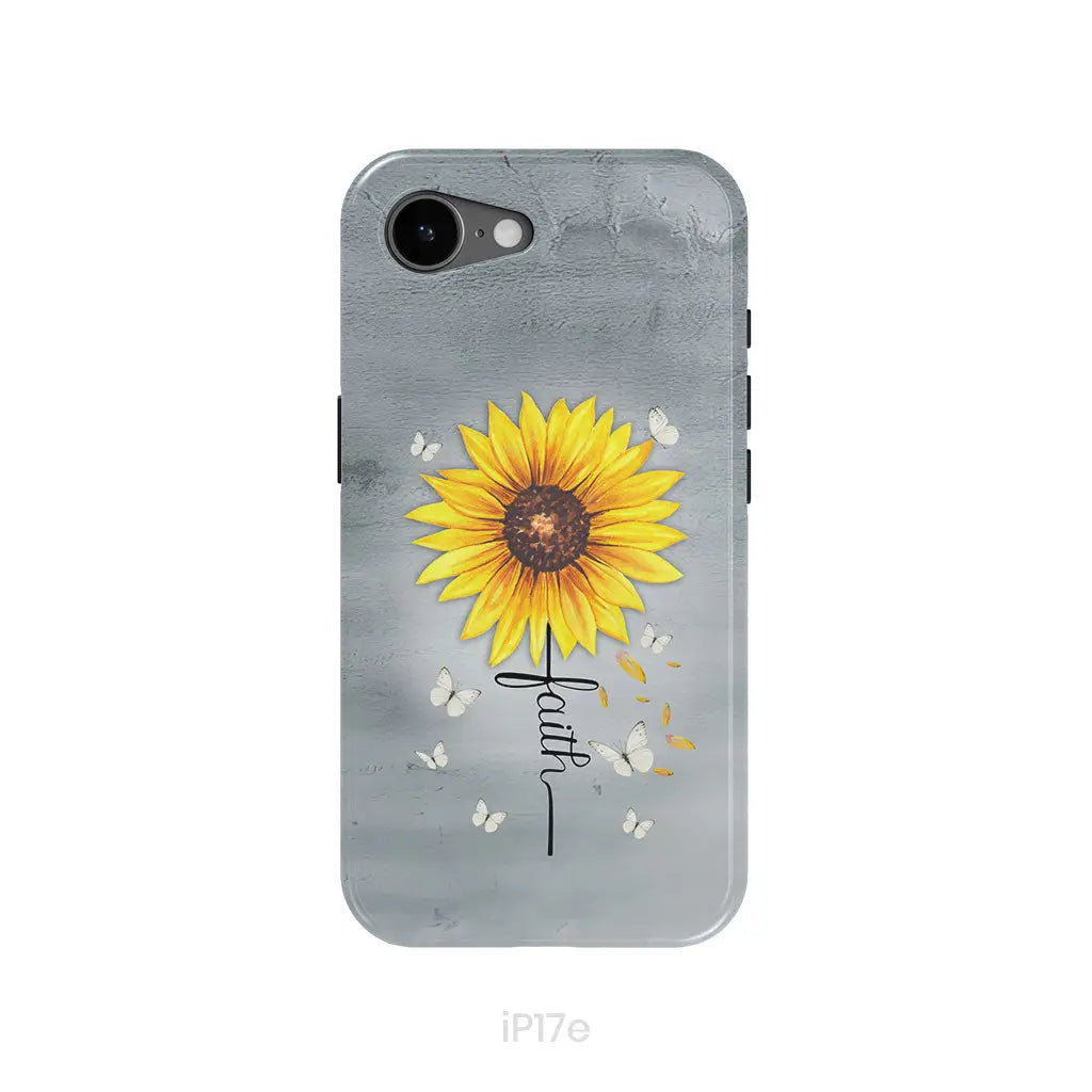 Faith Cross Butterflies Sunflower Christian Phone Case iPhone 17e / Tough Case