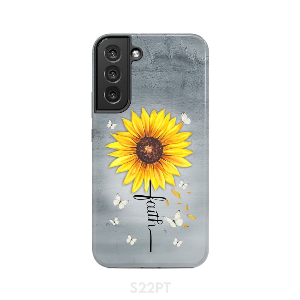 Faith Cross Butterflies Sunflower Christian Phone Case Samsung Galaxy S22 Plus / Tough