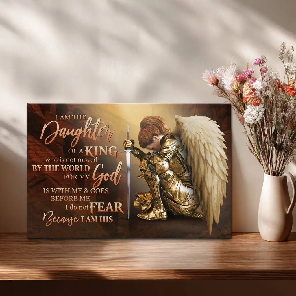 Christian gift canvas for women, faith-filled artwork about strength, identity, and Jesus.