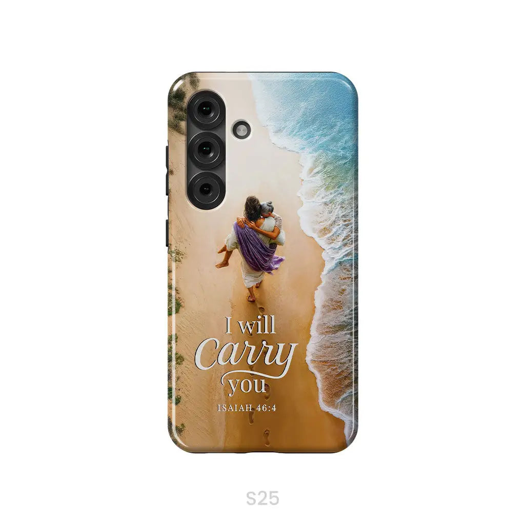 I Will Carry You – Jesus Carrying Elderly Woman Isaiah 46:4 Christian Phone Case Samsung Galaxy S25 / Tough Case