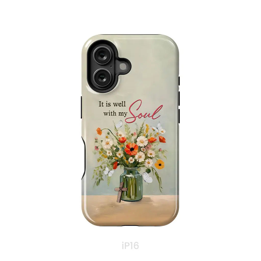 It is Well With My Soul Flowers in Jar Christian Phone Case iPhone 16 / Tough Case