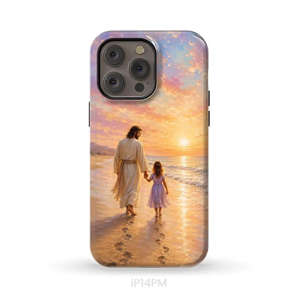 Jesus and a Little Girl on the Beach - Christian Phone Case iPhone 14 Pro Max / Tough Case