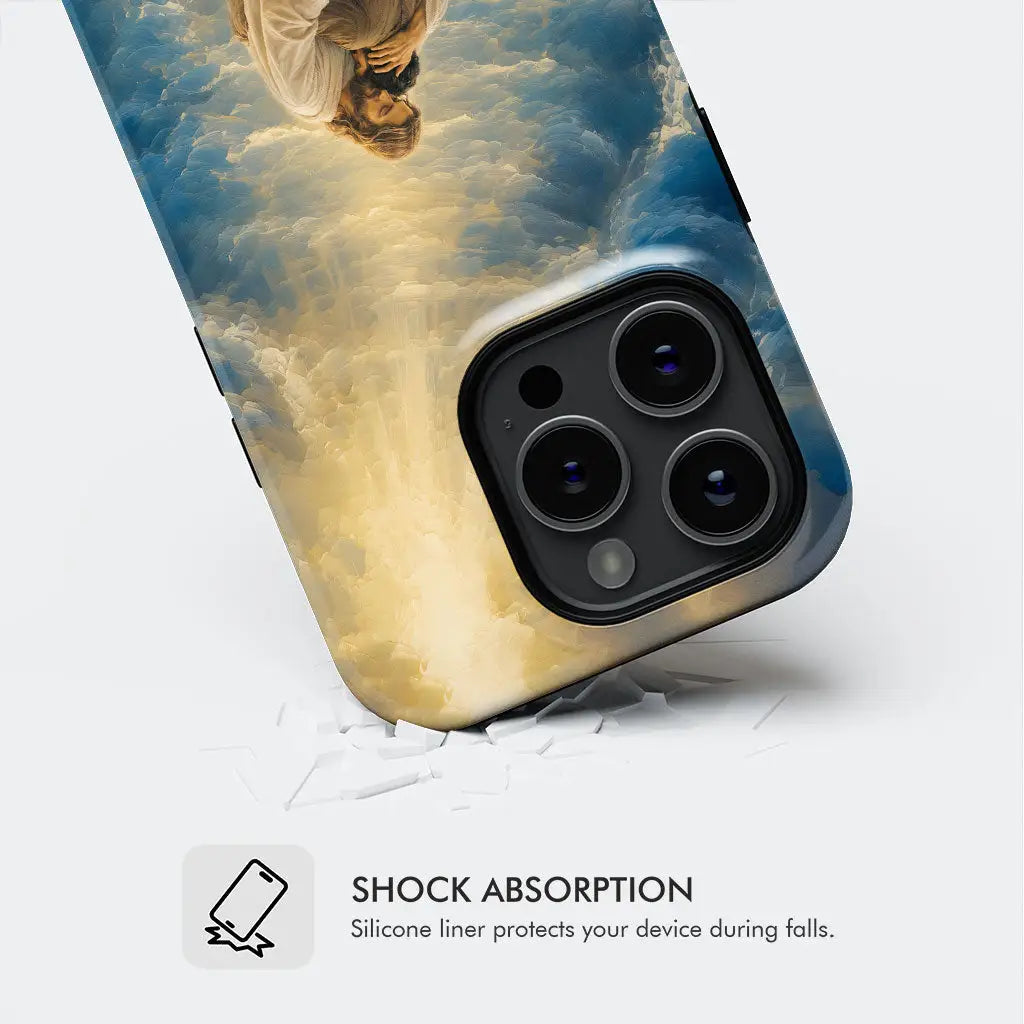 Jesus Holding a Man in the Storm Christian Phone Case