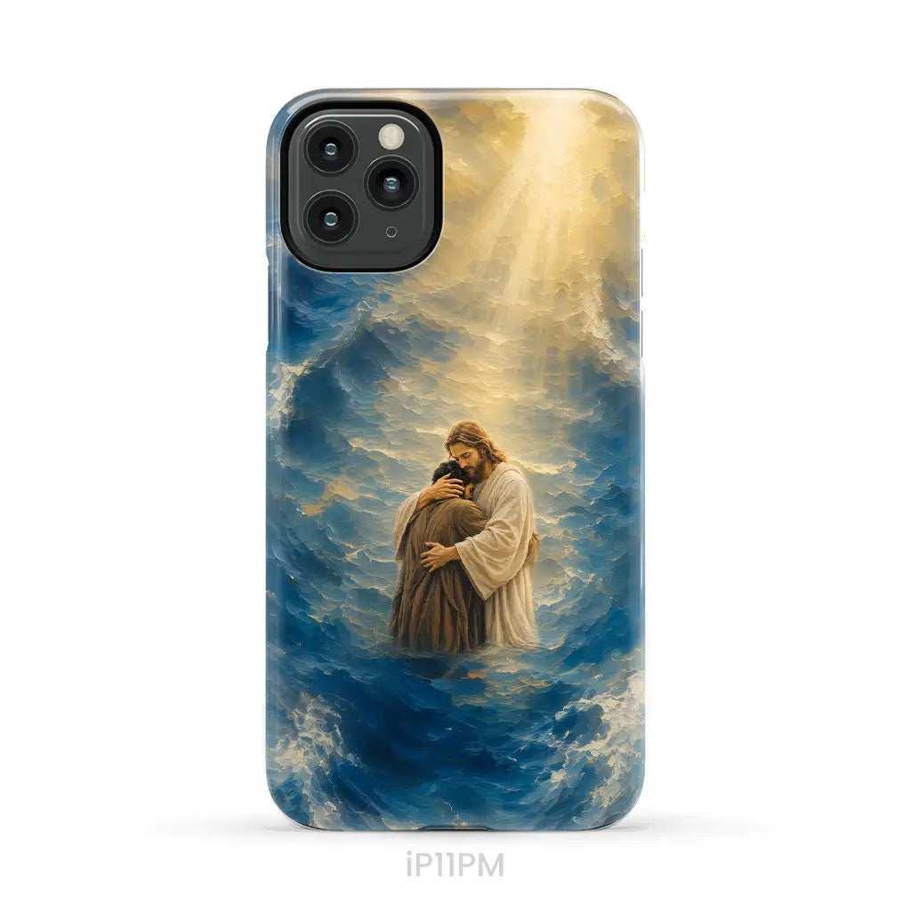 Jesus Holding a Man in the Storm Christian Phone Case iPhone 11 Pro Max / Tough Case