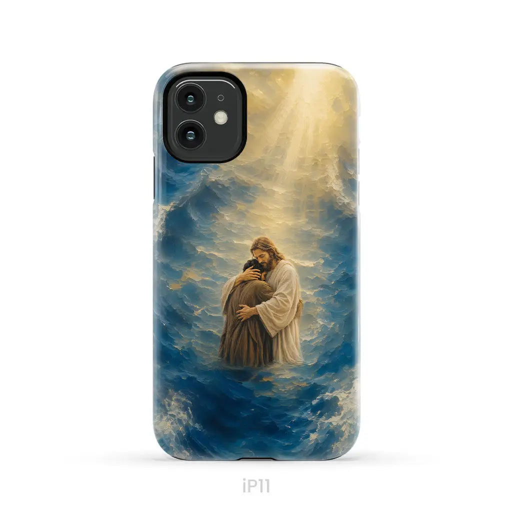 Jesus Holding a Man in the Storm Christian Phone Case iPhone 11 / Tough Case