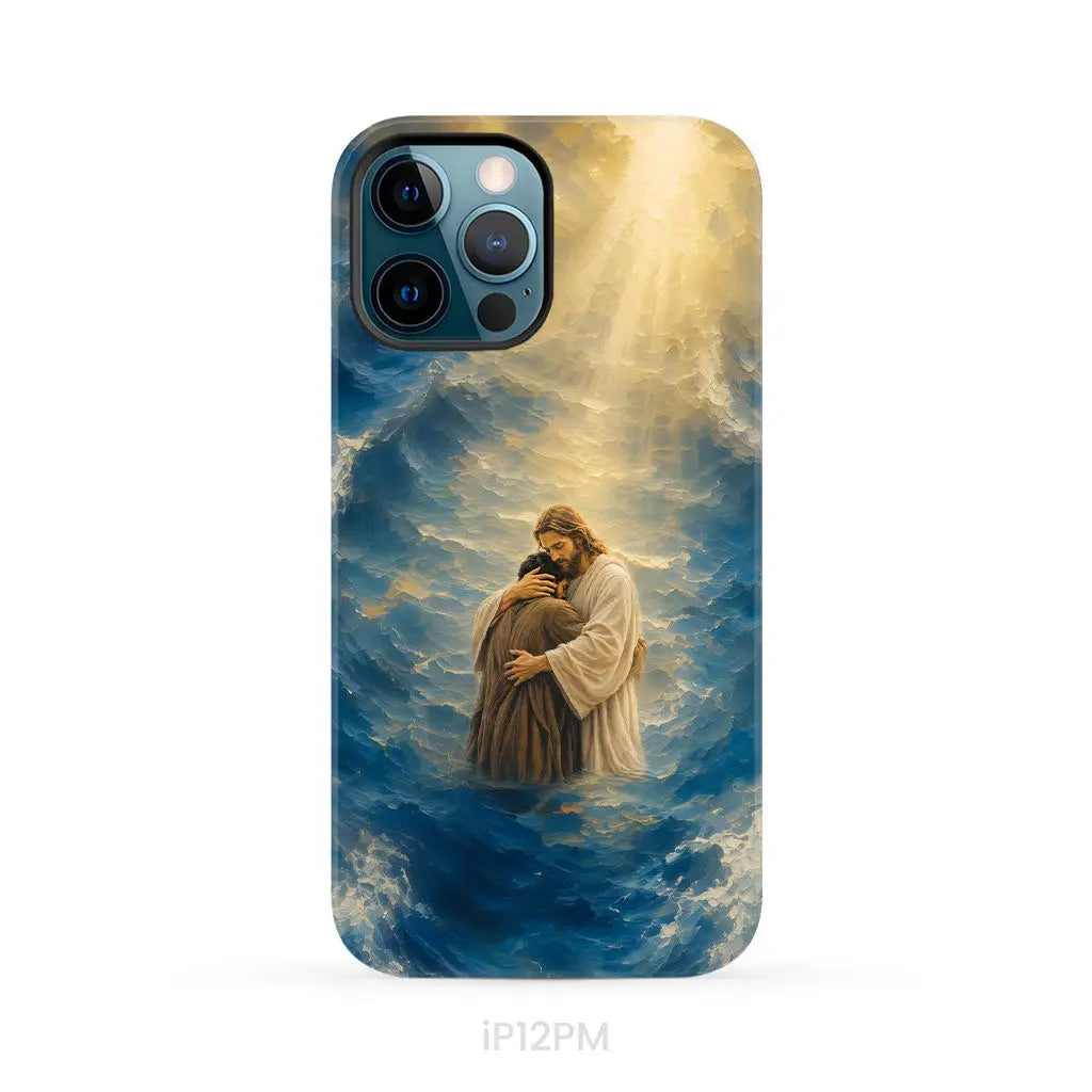 Jesus Holding a Man in the Storm Christian Phone Case iPhone 12 Pro Max / Tough Case