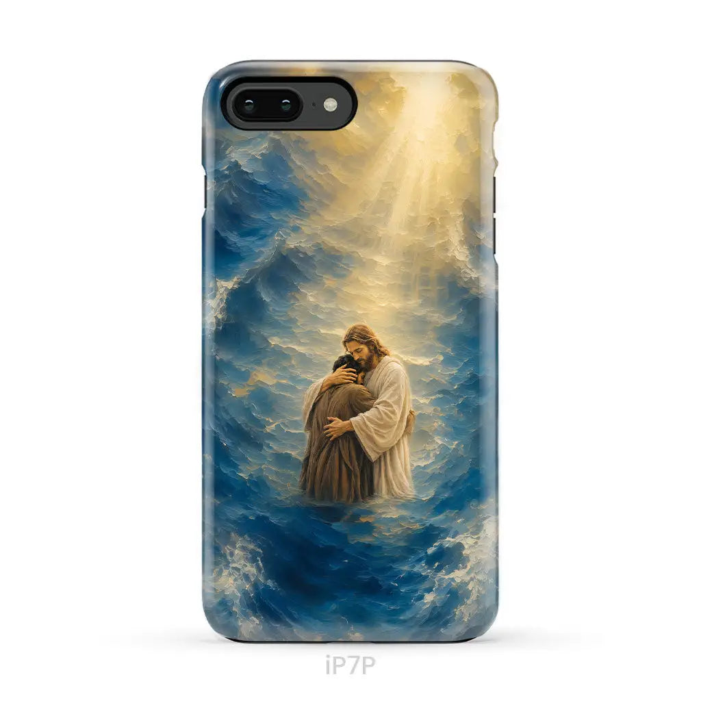Jesus Holding a Man in the Storm Christian Phone Case iPhone 7 Plus / Tough Case