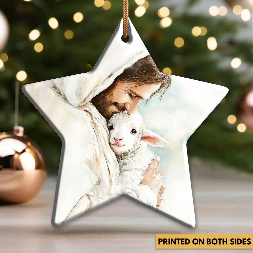 Jesus Holding the Lost Lamb – Good Shepherd Christian Ornament