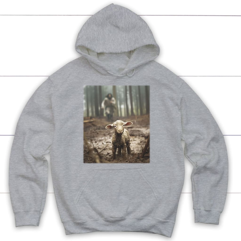 Jesus Lamb of God Running After Hoodie Sport Grey / S