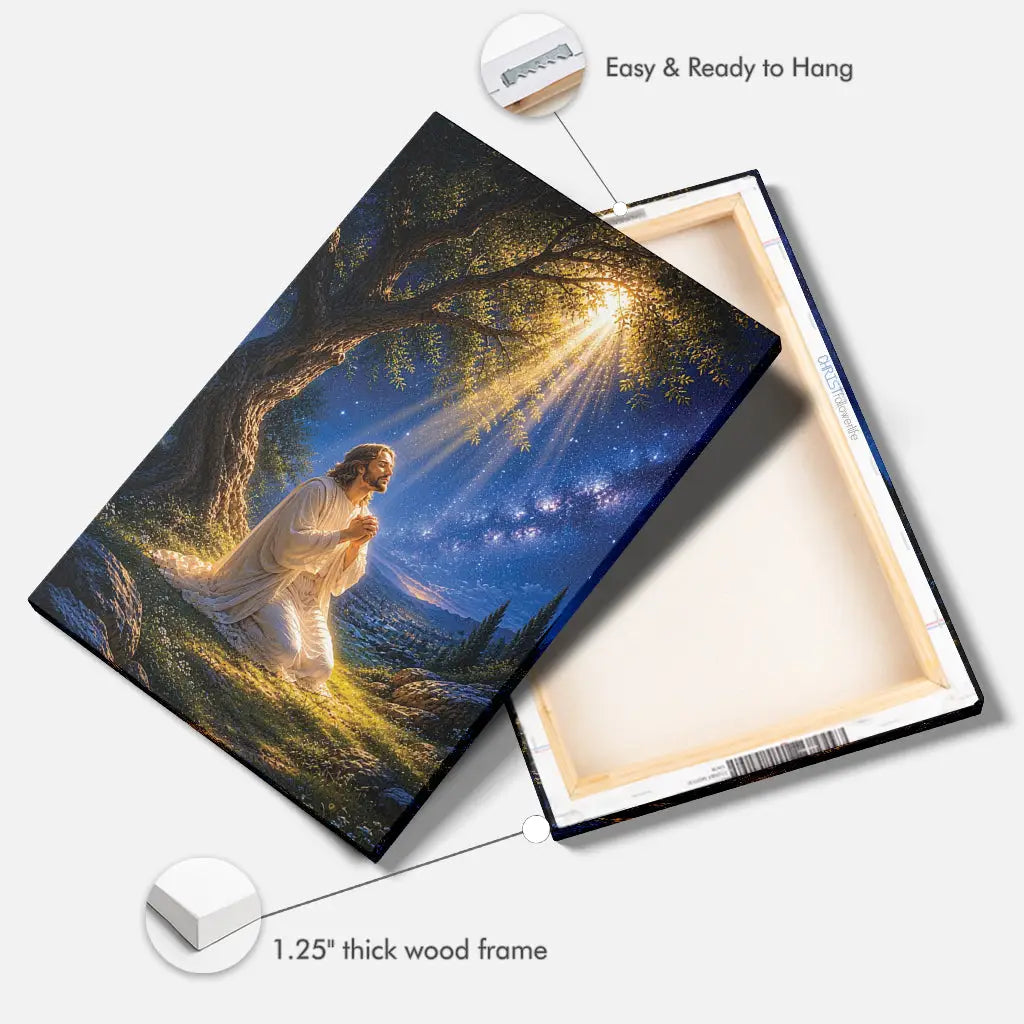 Jesus Praying At Gethsemane – Matthew 26:39 Christian Wall Art Canvas