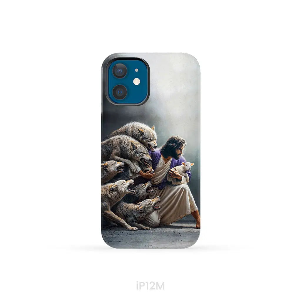 Jesus Protects The Lamb From Wolves Phone Case iPhone 12 Mini / Tough Case