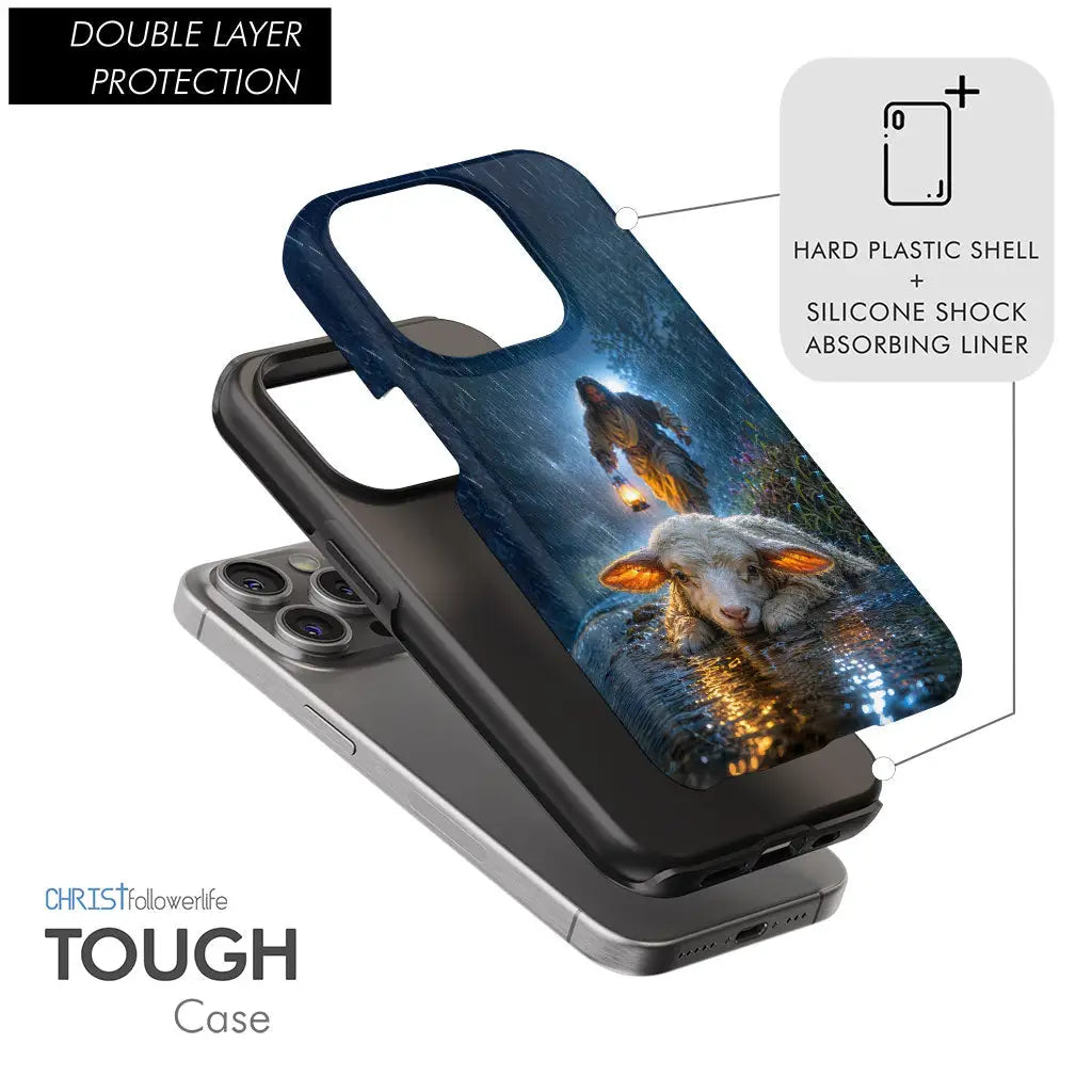 Jesus Rescues the Lost Lamb in the Storm - Christian Phone Case