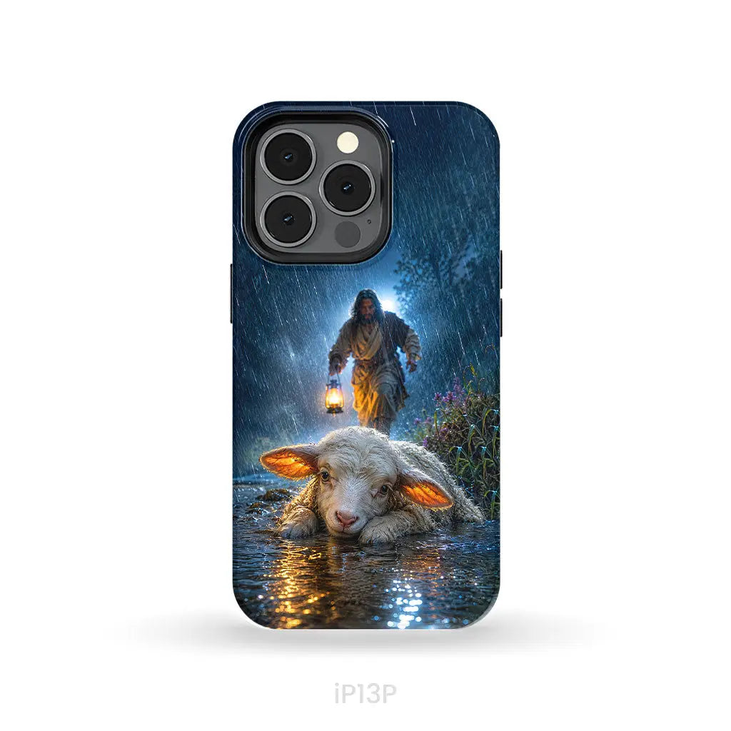 Jesus Rescues the Lost Lamb in the Storm - Christian Phone Case iPhone 13 Pro / Tough Case