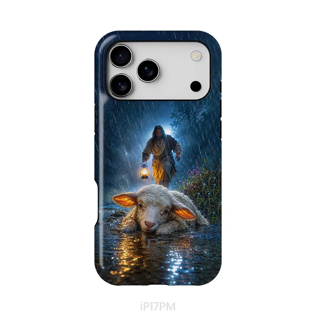 Jesus Rescues the Lost Lamb in the Storm - Christian Phone Case iPhone 17 Pro Max / Tough Case