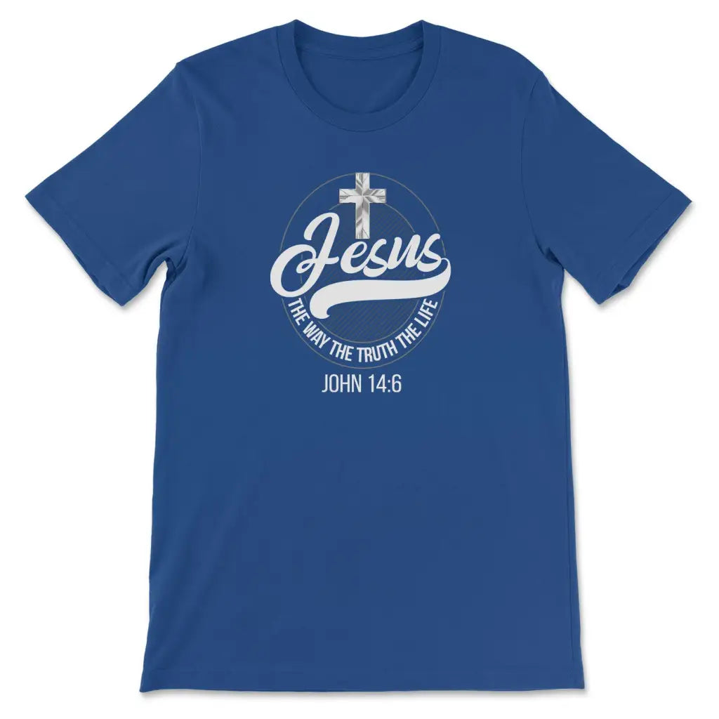Jesus shirts: Jesus the way the truth the life Christian t-shirt True Royal / S