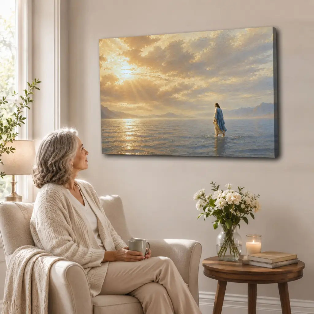 Jesus Walking on Water Christian Canvas Wall Art