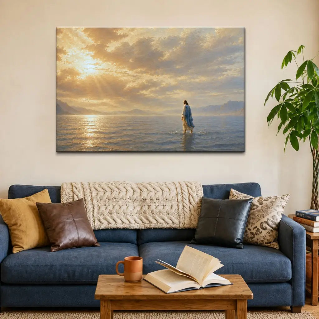 Jesus Walking on Water Christian Canvas Wall Art