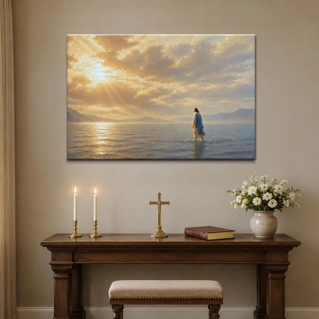 Jesus Walking on Water Christian Canvas Wall Art