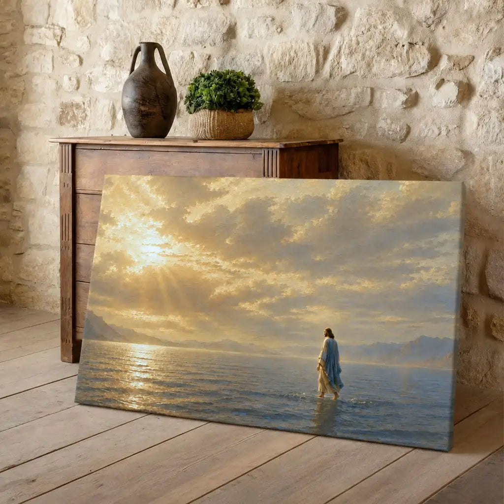 Jesus Walking on Water Christian Canvas Wall Art