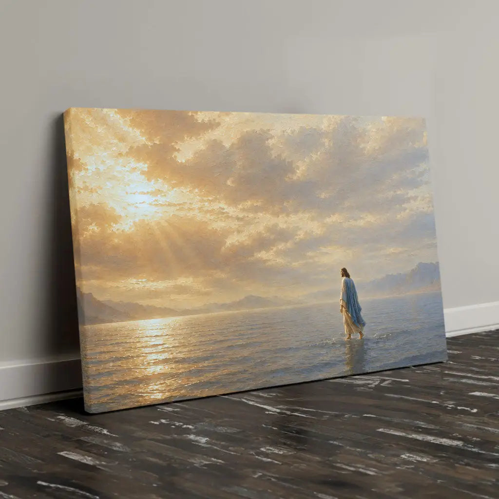 Jesus Walking on Water Christian Canvas Wall Art