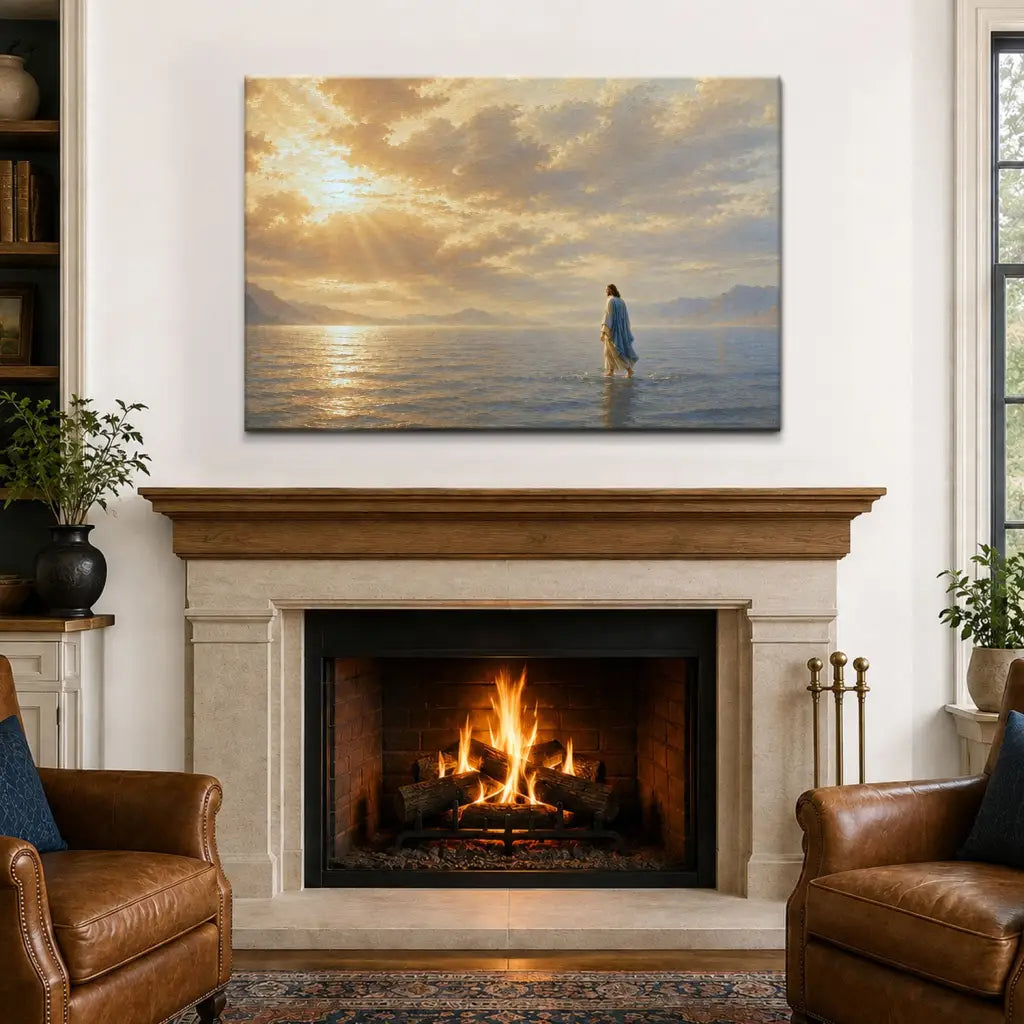 Jesus Walking on Water Christian Canvas Wall Art