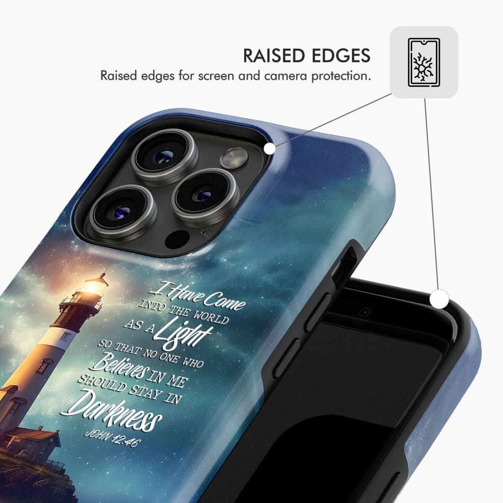 John 12:46 I Have Come Into the World as a Light Lighthouse Phone Case