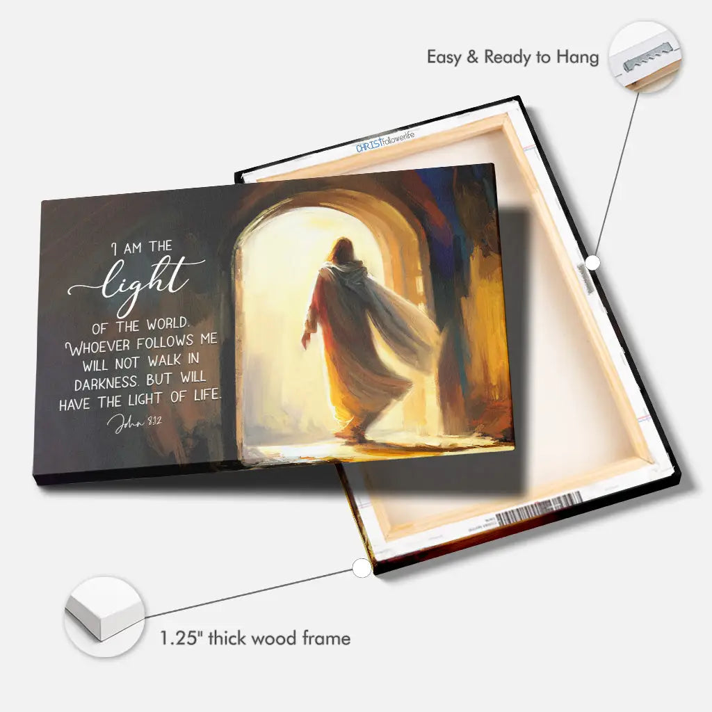 Jesus light of life scripture canvas Christian wall decor John 8:12