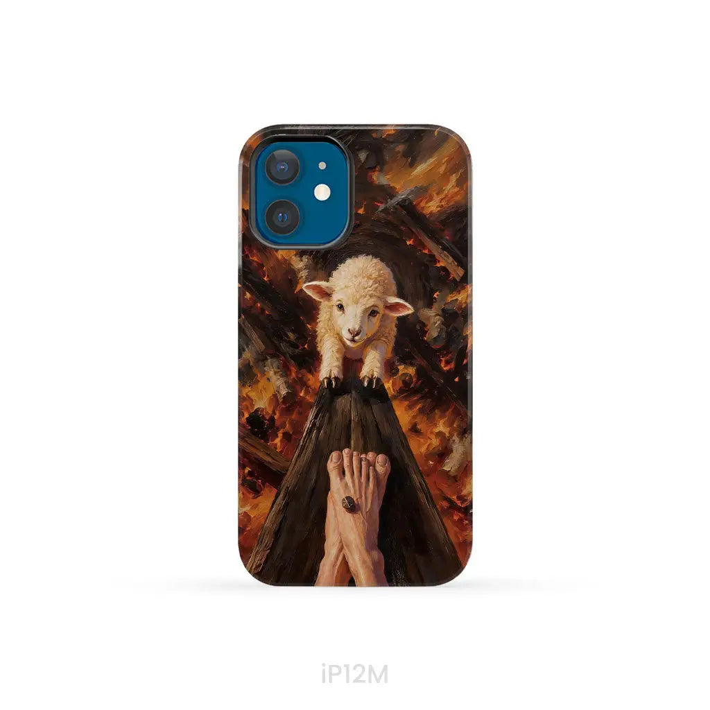 Lamb of God on the Cross with Jesus’ Pierced Feet - Christian Phone Case iPhone 12 Mini / Tough Case