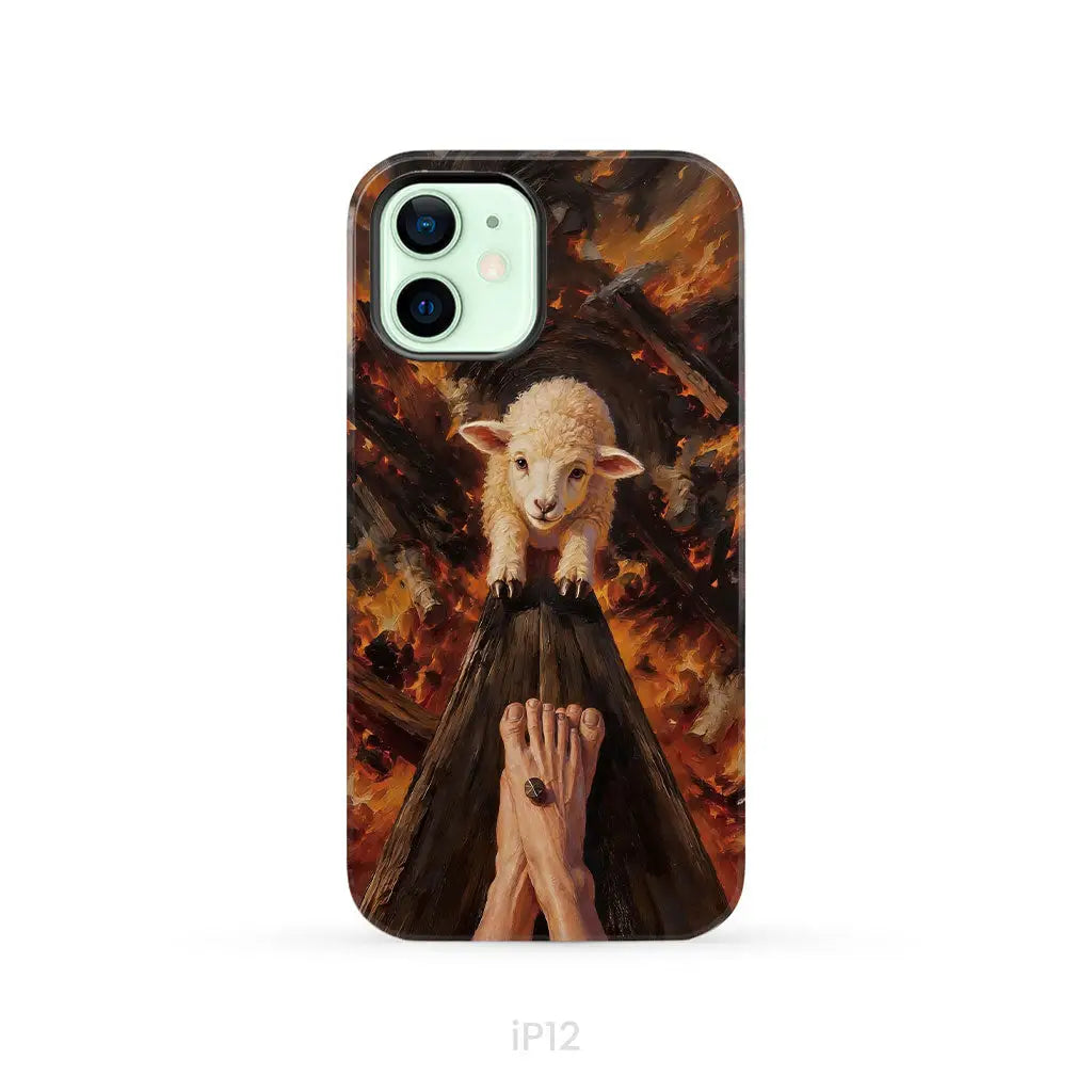 Lamb of God on the Cross with Jesus’ Pierced Feet - Christian Phone Case iPhone 12 / Tough Case