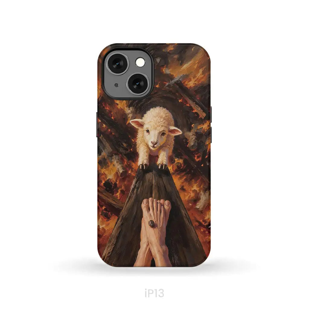 Lamb of God on the Cross with Jesus’ Pierced Feet - Christian Phone Case iPhone 13 / Tough Case