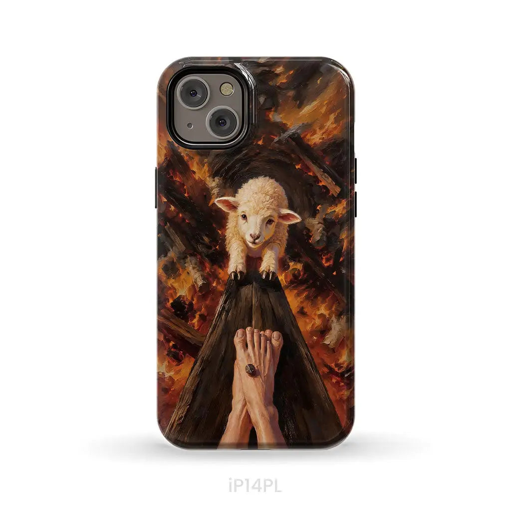 Lamb of God on the Cross with Jesus’ Pierced Feet - Christian Phone Case iPhone 14 Plus / Tough Case