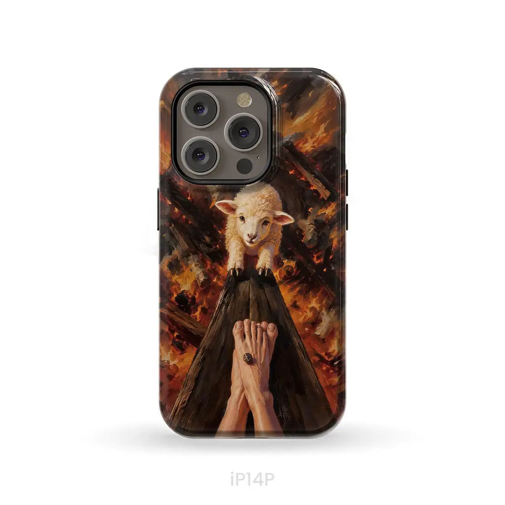 Lamb of God on the Cross with Jesus’ Pierced Feet - Christian Phone Case iPhone 14 Pro / Tough Case
