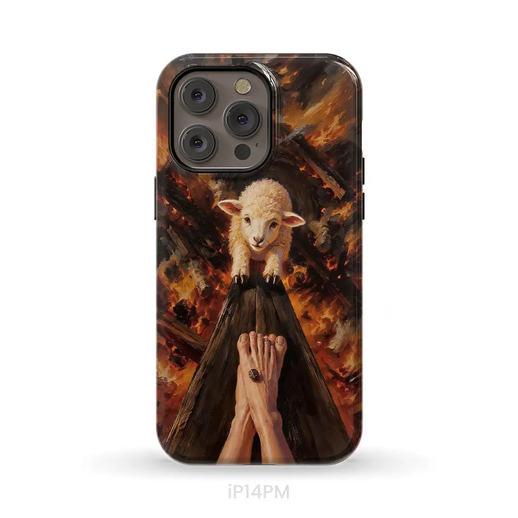 Lamb of God on the Cross with Jesus’ Pierced Feet - Christian Phone Case iPhone 14 Pro Max / Tough Case