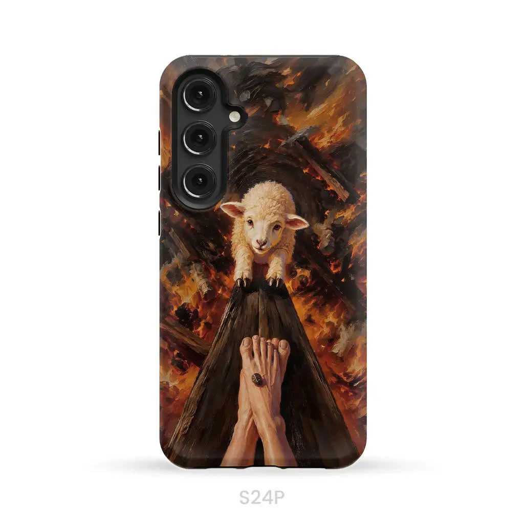 Lamb of God on the Cross with Jesus’ Pierced Feet - Christian Phone Case Samsung Galaxy S24 Plus / Tough Case