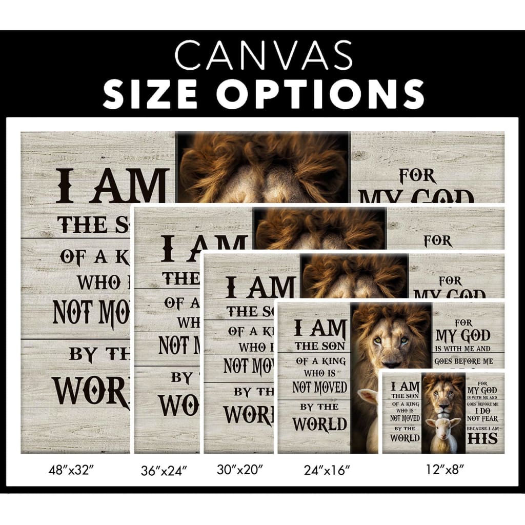 Lion and Lamb: I Am the Son of a King wall art canvas size options