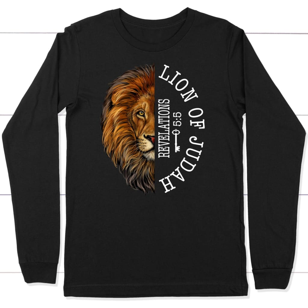 Lion of judah Revelation 5:5 Long Sleeve Shirt Black / S