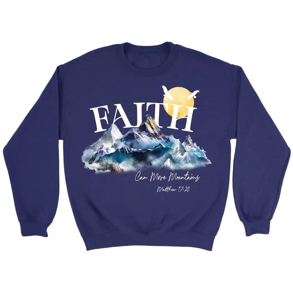 Matthew 17:20 Faith Can Move Mountains Sweatshirt Purple / S
