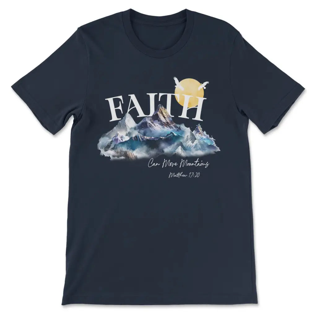 Matthew 17:20 Faith Can Move Mountains T-shirt Navy / S
