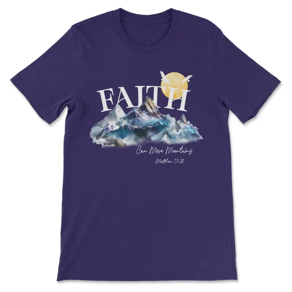 Matthew 17:20 Faith Can Move Mountains T-shirt Team Purple / S